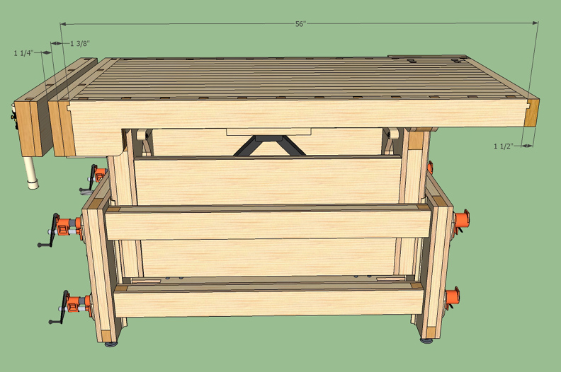 Adjustable Height Workbench Drawing